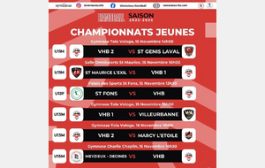 Matchs jeunes les 15 et 16 novembre