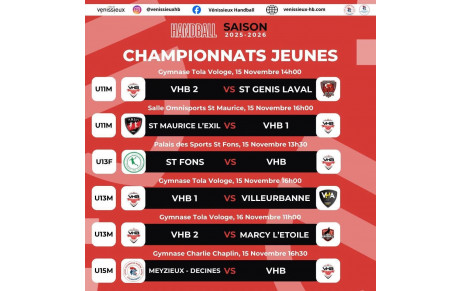 Matchs jeunes les 15 et 16 novembre